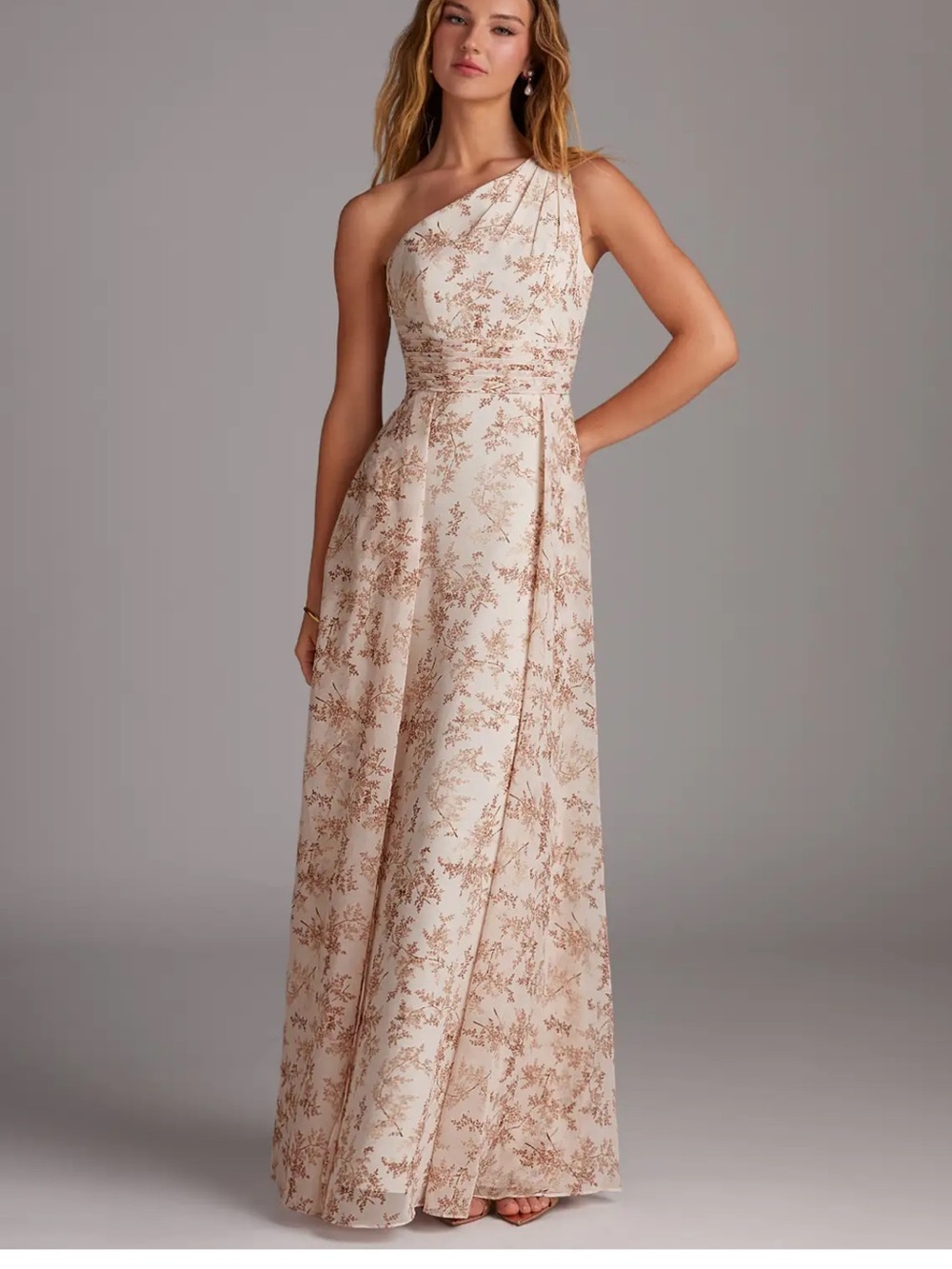 Azazie Dallas Pink Fern Floral Gown - NWT